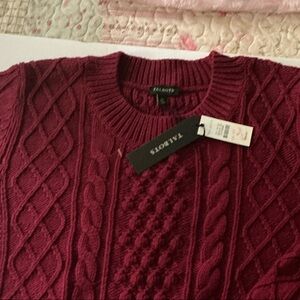 Talbots Rich Burgundy Cable Knit Sweater , size xl
